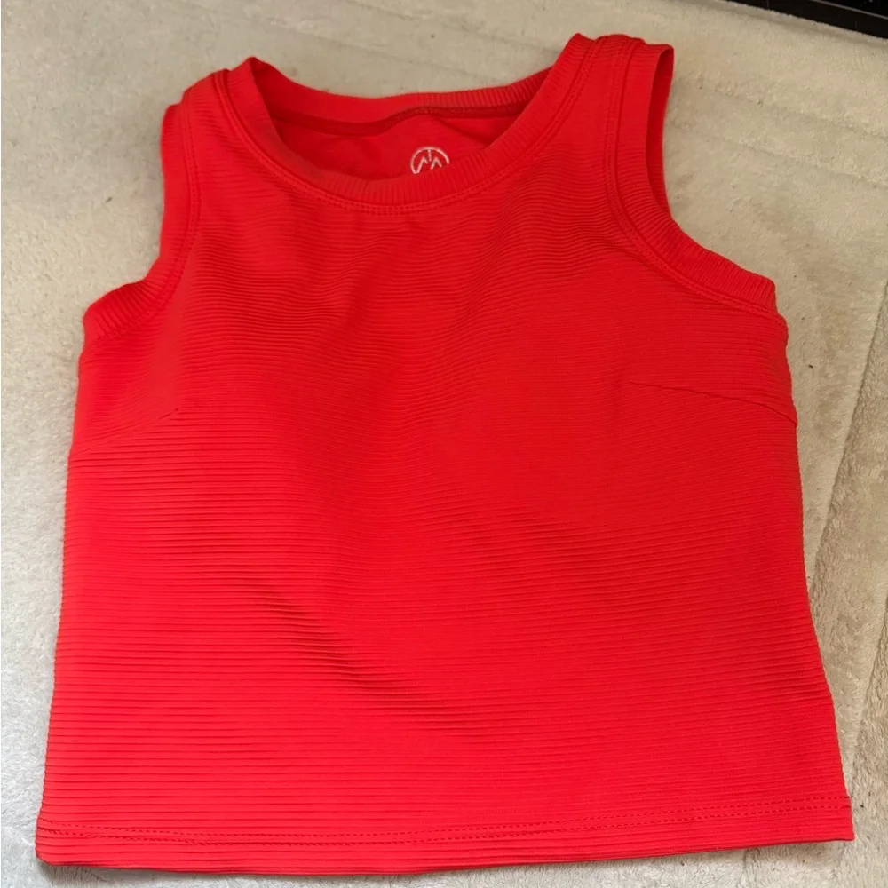 Red Ribbed Gym Tank Top - Picture 1 of 7